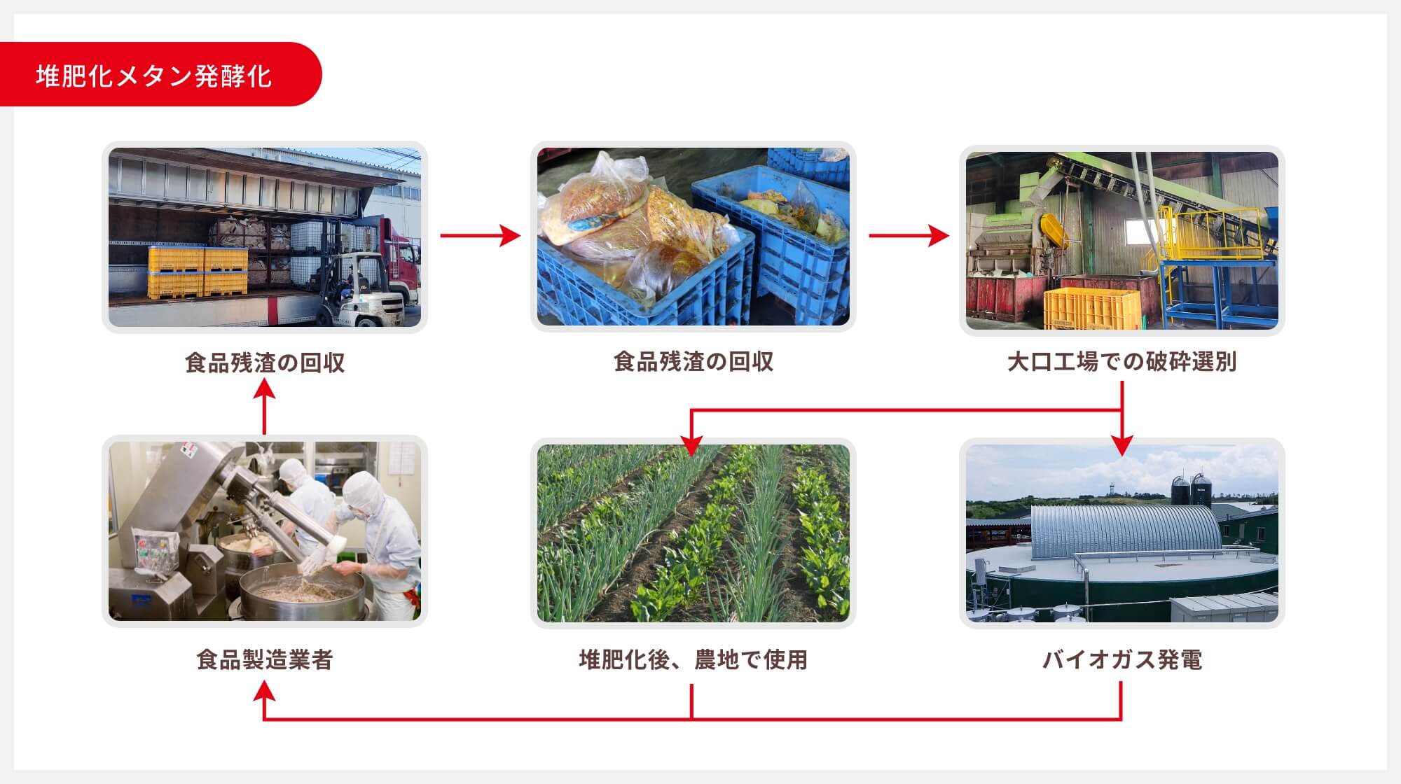 食品残渣のリサイクルの流れ